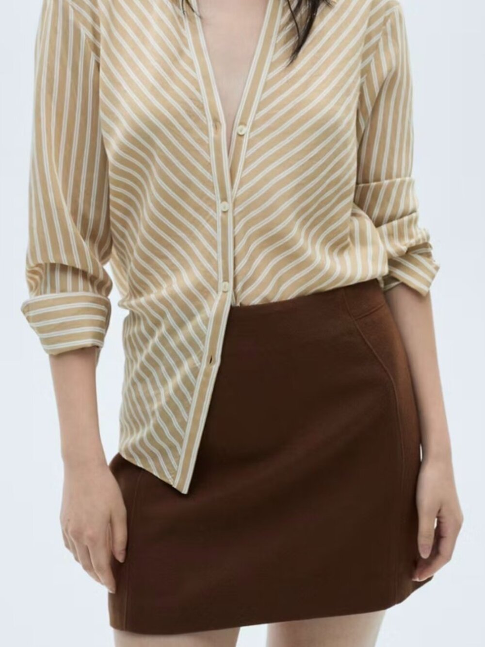 New with Tags Mango Wool Brown Mini Skirt Lined size US8